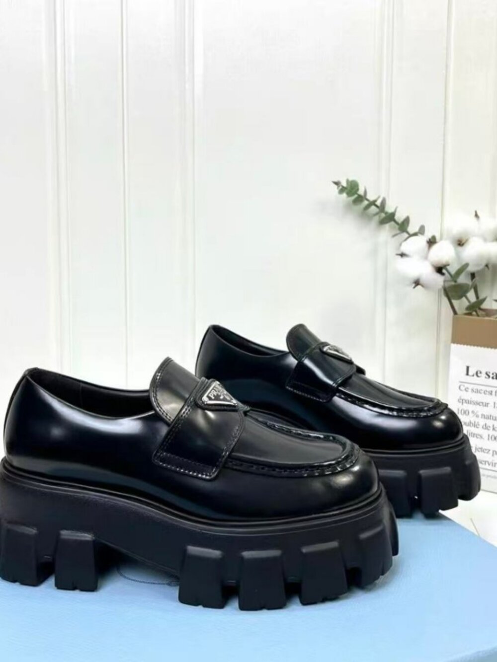 🐕Prada Triangle Logo Lug Sole Loafers - Picture 3 of 8
